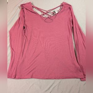 Rock & Republic Long Sleeve Crisscross Top - Mauve